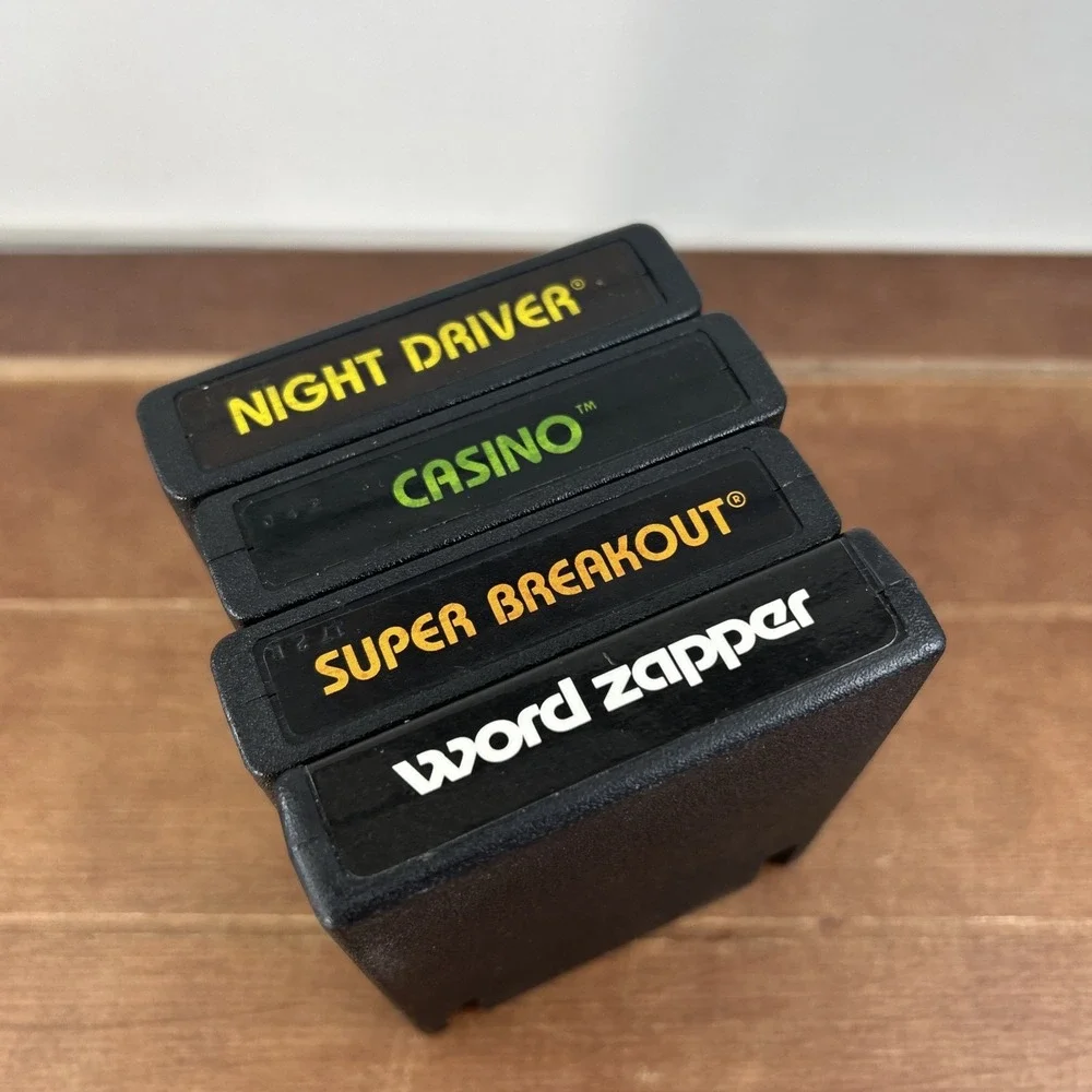 Lot of 4 Atari 2600 Games –‎ Super Breakout, Word Zapper, Casino, Night Driver